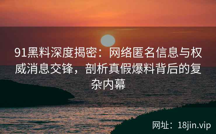 91黑料深度揭密：网络匿名信息与权威消息交锋，剖析真假爆料背后的复杂内幕