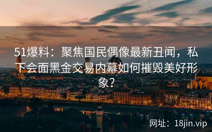 51爆料：聚焦国民偶像最新丑闻，私下会面黑金交易内幕如何摧毁美好形象？